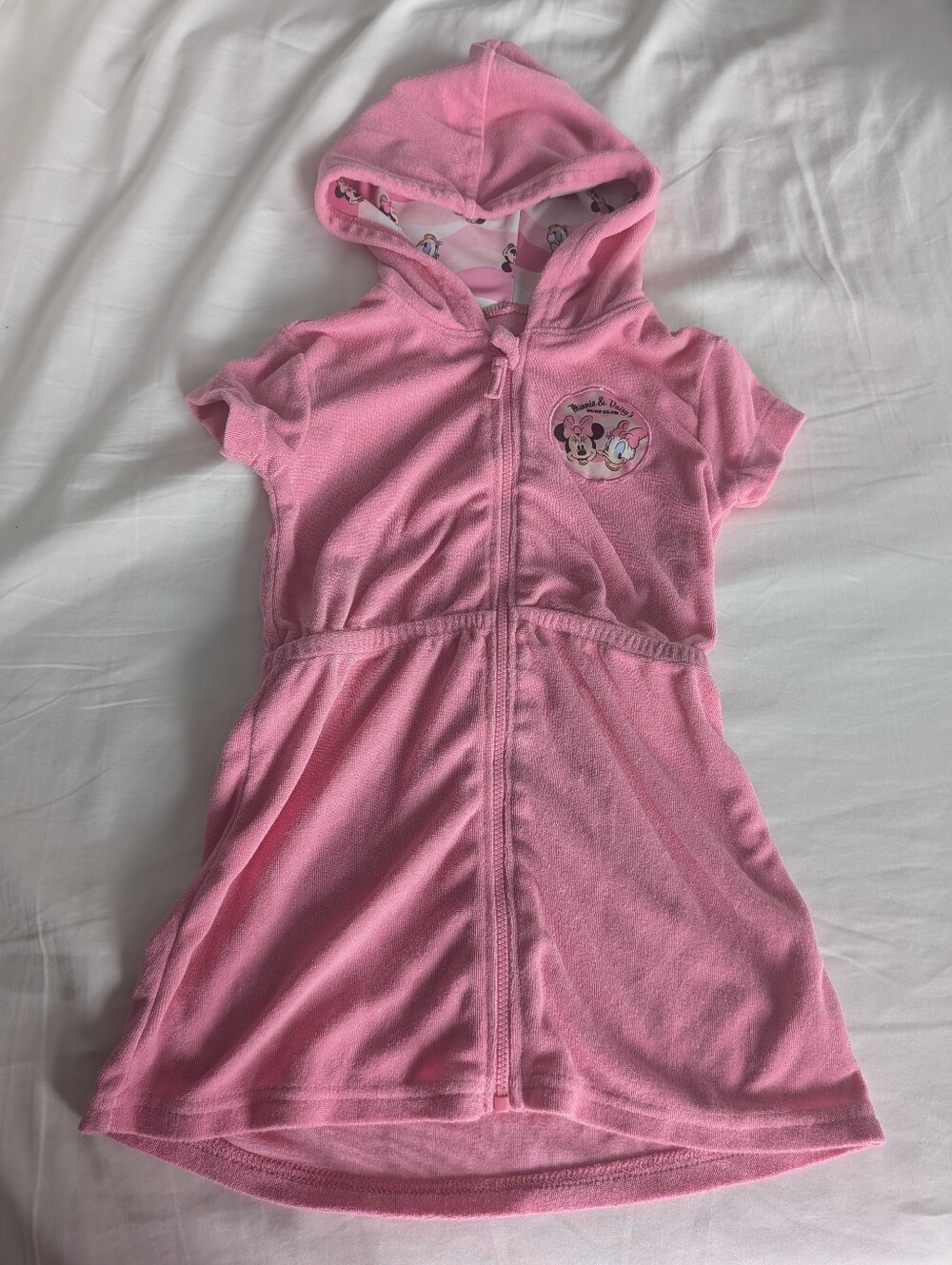 Pink Disney Junior Minnie Mouse Hooded Terry Dress